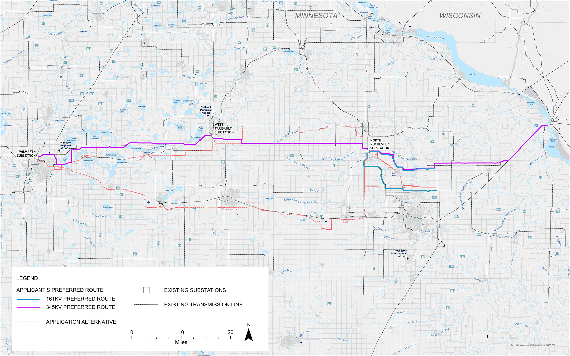 Map showing the four segments of the project.
