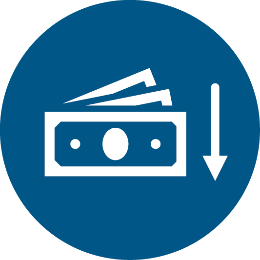money and down facing arrow icon